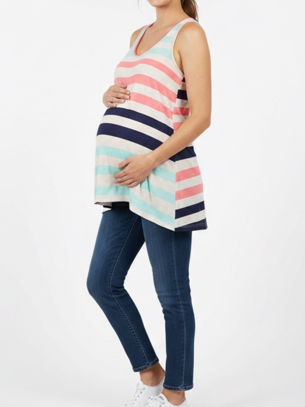 Lavish Maternity | Striped burnout tank top loose fit size small